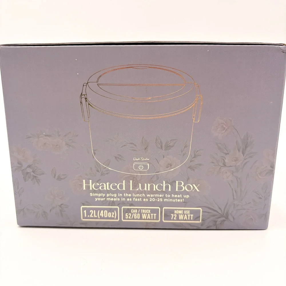 DwellStudio Heated Lunch Box 5 Cup Teal Floral Portable Food Warmer Home & Car